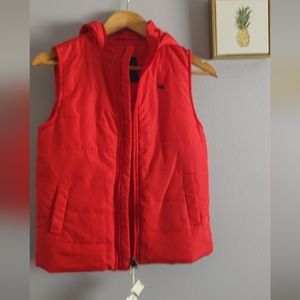 Ferrioni Vest Hoodie   Kids color orange  size 12A Lightweight New 2 Pockets